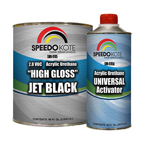 Speedokote High Gloss Jet Black 2K Acrylic Urethane, 3/4 Gallon Black and 1 Quart Activator, SMR-9705-M