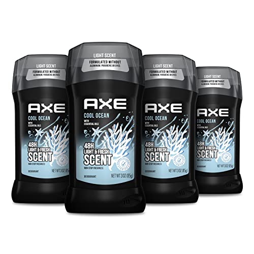 AXE Deodorant Stick For Men For Long Lasting Odor Protection Cool Ocean All Day Fresh Scent Men's Deo, Aluminum Free 3oz 4 count