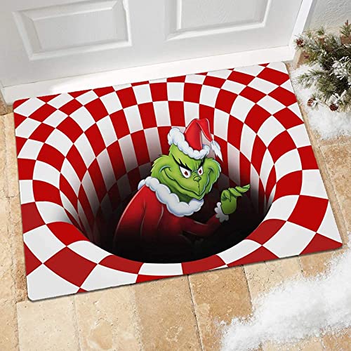 Illusion Doormat, Christmas Decoration Non-Slip Doormat, 3D Visual Illusion Fluffy Carpet.