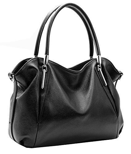 HESHE Leather Purses for Women Shoulder Bags Tote Top Hanlde Bags Womens Hobo Handbags Designer Ladies Crossbody Purse (Black)