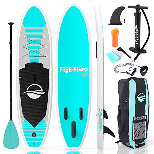 SereneLife Inflatable Stand Up Paddle Board (6 Inches Thick) with Premium SUP Accessories & Carry Bag | Wide Stance, Bottom Fin for Paddling, Surf Control, Non-Slip Deck | Youth & Adult Standing Boat