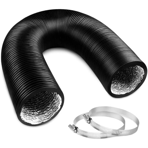 YIJUHOU 4 Inch 5 Feet Dryer Vent Hose, Flexible Aluminum Air Ducting for HVAC Ventilation, Fan Filter and Grow Tent, 2 Clamps Include