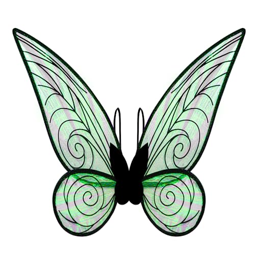 SOLIEHOO Girls Wings Fairy Wings, Sparkling Sheer Wings for Women Adults Butterfly Wings for Kids Birthday Halloween Dress up Black