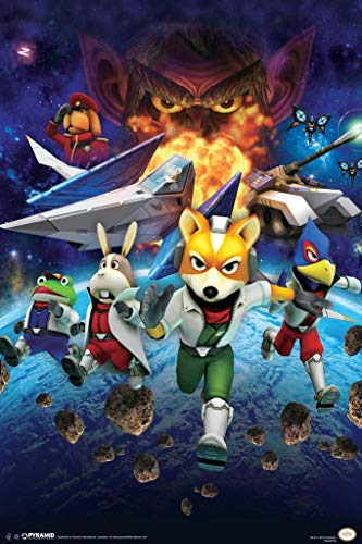 Pyramid America Laminated Star Fox Space Battle Fox McCloud Arwing Super Nintendo 64 Gamecube Wii U Characters Poster Dry Erase Sign 24x36