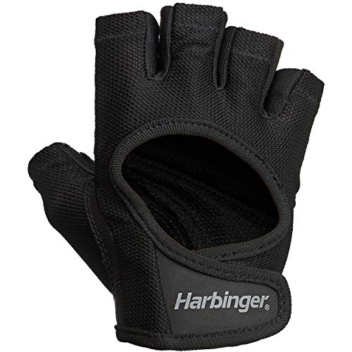 Harbinger Women's Power Gloves for Weightlifting, Training, Fitness, and Gym Workouts with StretchBack Comfort Black Medium