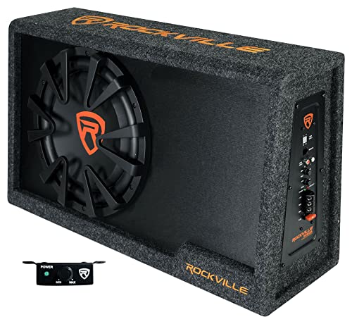 Rockville RVS12A 12' Slim Vented Powered Car Subwoofer Enclosure, 1400 Watts Black