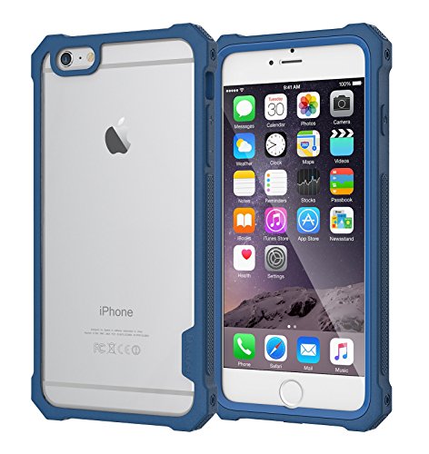 Daswise case Compatible with iPhone iPhone 6 6s Plus TPU Armor Full Body Protective Cover Shockproof + PET Screen Protector - Drop-Tested (10X from 4Ft), Dust Proof Design (Ink Blue)