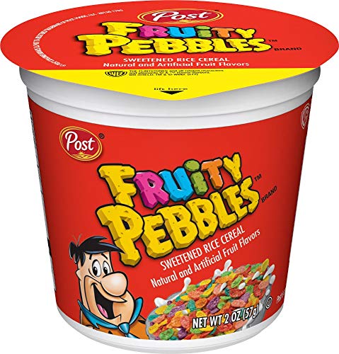 Post Fruity PEBBLES Breakfast Cereal, Portable Individual Cereal Cups To Go, Gluten Free Cereal, 2.0-Ounce (Pack of 12) (PP-GRCE33476)