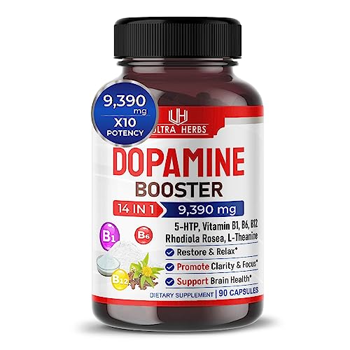 Dopamine Focus Supplement Ashwagandha 5000mg 5-HTP 50mg Rhodiola Rosea 2000mg St. John's Wort 2000mg - Increase Memory Clarity Focus Restore Relax with VIT B1, B6, B12, L-Theanine