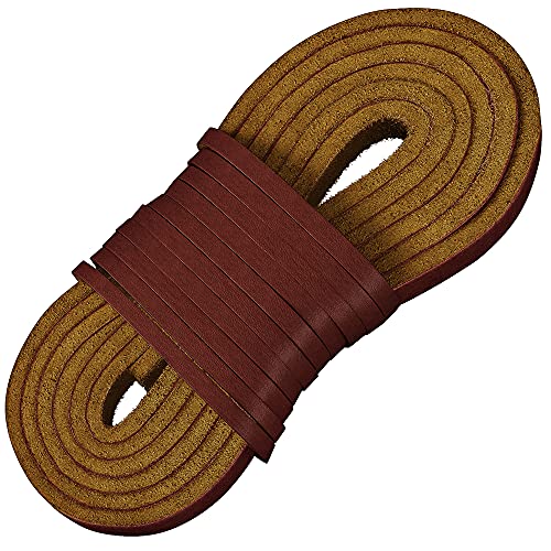TOFL Leather Boot Laces|1/8 Inch Thick 72 Inches Long|2 Leather Strips [1 Pair]|Burgundy