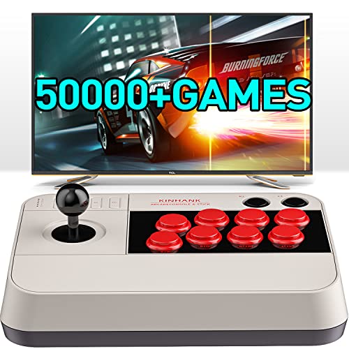 Kinhank Super Console Arcade Game Console,Arcade Stick X3 with 50000+ Game,360° 3D Joystick,Retro Game Console with 3 System,Compatible with PC/Android Phone/Raspberry Pi,Turbo,Custom Buttons