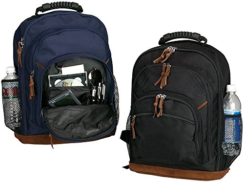Backpack W/leather Bottom- Navy