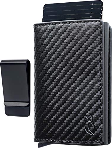 RFID Blocking Slim Wallet for Men with Money Clip - PU Leather Credit Card Holder Pop Up Card Holder for Cash and Credit Cards - Minimalist Wallet for Men - Small Wallet for Women RFID Wallet for Men