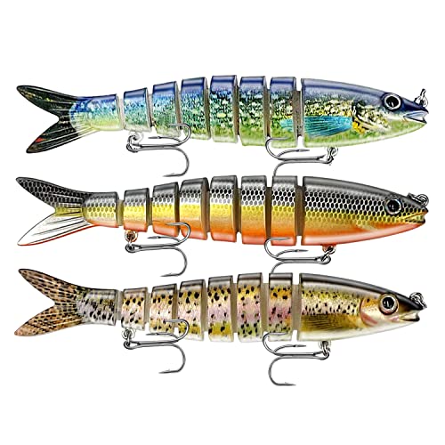Fishing Lures Multi Jointed Fish Fishing Kits Slow Sinking Lifelike Swimbait Freshwater and Saltwater Crankbaits for Bass Trout Bass Lures 3pack Long Style