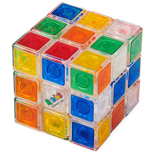 Rubik’s Crystal, New Transparent 3x3 Cube Classic Color-Matching Problem-Solving Brain Teaser Puzzle Game Toy, Stocking Stuffers, for Kids and Adults Aged 8+