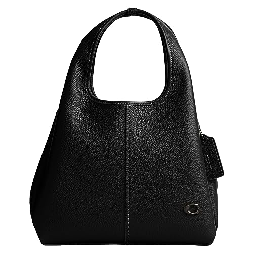 COACH Polished Pebble Leather Lana Shoulder Bag 23, Black
