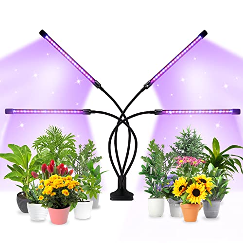 Shyineyou Grow Lights for Indoor Plants Full Spectrum,80 LEDs Plant Light for Indoor Plants with 3/9/12H Timer,4 Heads Clip On Plant Grow Light with 3 Modes,20%-100%