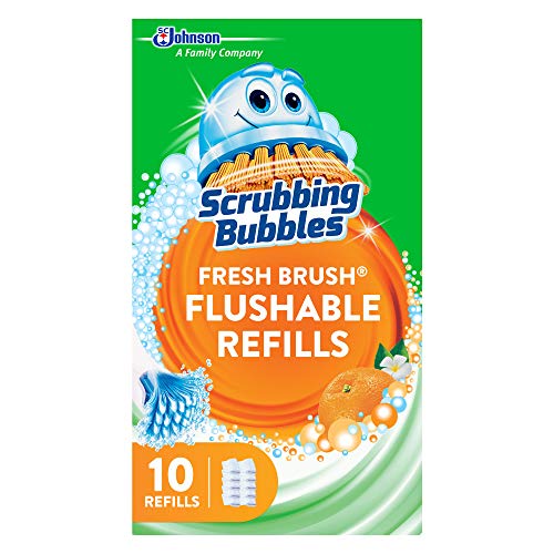 Scrubbing Bubbles Flushable Toilet Wand Refills, Fresh Brush Toilet Cleaner Refill Pads, Cleans Limescale & Fights Odors, Citrus Scent, 10 Count, Pack of 1