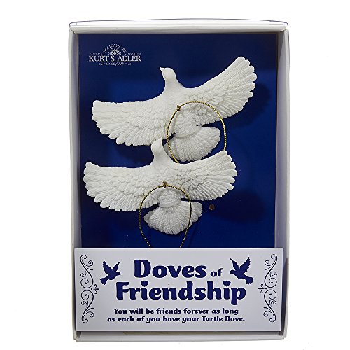 Kurt Adler 4.5' Resin Friendship Dove Ornament Set of 2