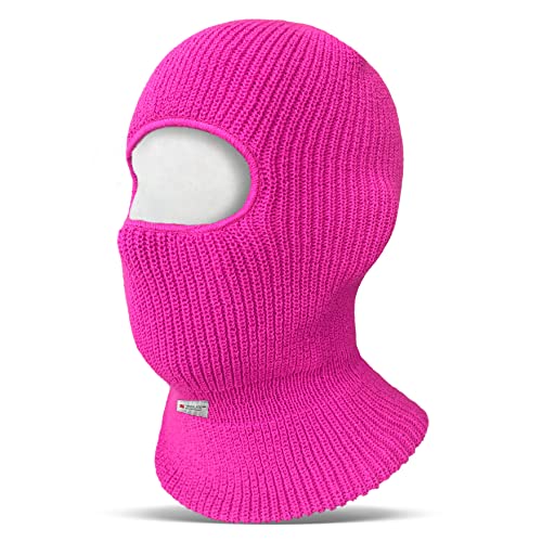 Evridwear Winter Balaclava Ski Mask Warm Knitted Full Face Cover with 3M Fleece Liner Men and Women Outdoor Sports Cycling (Barbecore Pink)