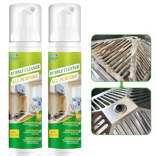 2 Pack Kitchen Cleaner Spray, Bubble Cleaner Foam Spray, 3.5 Oz Degreaser Cleaner Heavy Duty Removes Stains, All Purpose Cleaning Spray For Range Hoods, Ovens, Grill, Pots, Sinks, Countertops