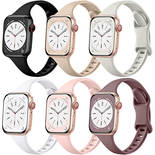 Lerobo Slim Bands Compatible with Apple Watch 40mm 38mm 44mm 45mm 42mm 41mm 49mm SE / iWatch Bands Ultra/Ultra2 Series 9 8 7 6 5 4 3 2 1 for Women Men,Soft Narrow Sport Strap Thin Wristband
