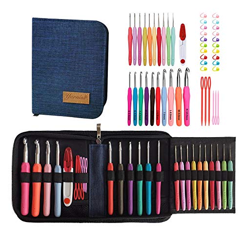 Yarniss 20 Sizes Crochet Hooks Complete Set,0.5mm-10mm, Multicolor, Large, Ergonomic Crochet Hooks with Case for Arthritic Hands