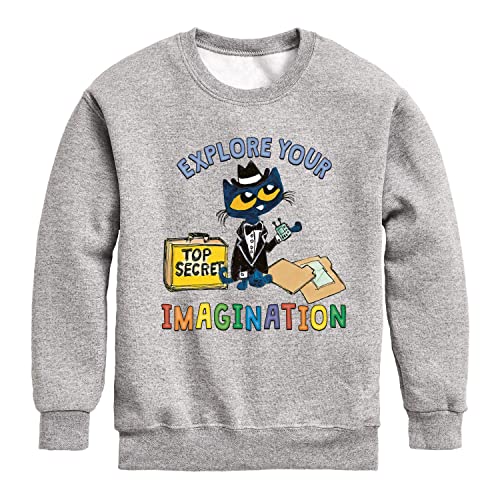 Pete the Cat - Explore Your Imagination -Toddler And Youth Crewneck Fleece Sweatshirt - Size 4T Athletic Heather