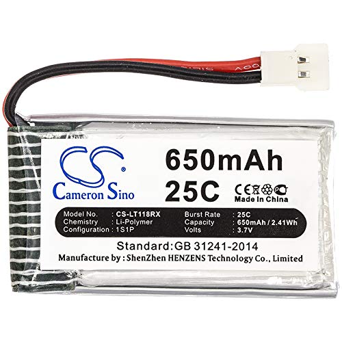 Cameron Sino Battery for SYMA CX-30, F5C, V929, Walkera QR, X5, X5A, X5C, X5C-1, X5SC, X5SW P/N: 650mAh / 2.41Wh Li-Polymer