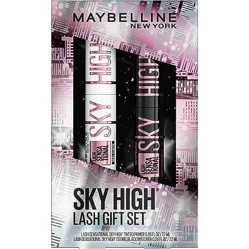 Maybelline Lash Sensational Sky High Mascara and Primer Set, Includes Sky High Mascara in Cosmic Black and Sky High Tinted Primer in Soft Black, 1 Makeup Gift Set