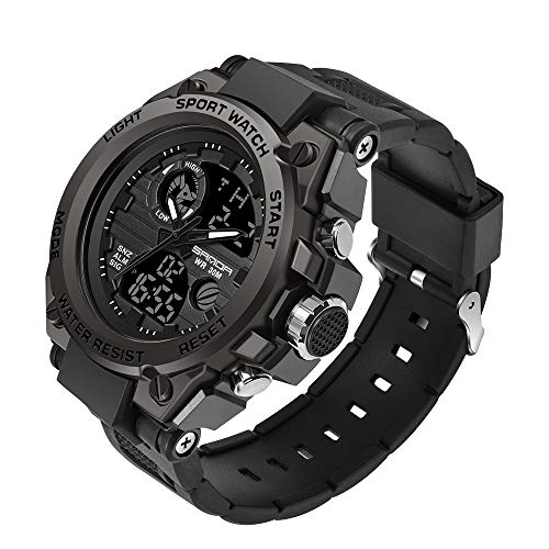 KXAITO Men's Watches Sports Outdoor Waterproof Military Watch Date Multi Function Tactics LED Alarm Stopwatch (26_Black)