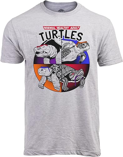 Normal Healthy Adult Turtles | Funny Ninja Humor 90s Teenage Joke Men Women Mutant T-Shirt-(Grey,XL)