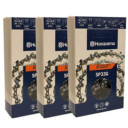 Husqvarna Set Of 3 OEM SP33G X-Cut .325 .050 80DL 20' Chain 581643680