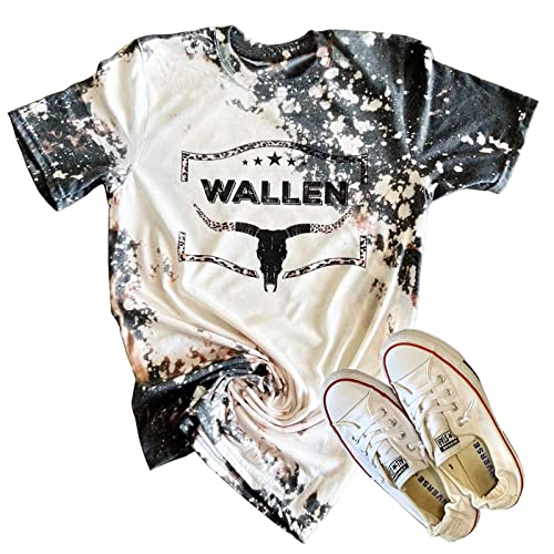 Retro Steer Skull Western T-Shirt Women Vintage Country Music Shirt Cute Cowgirl Graphic Cowboy Tees Tops(Gray, M)