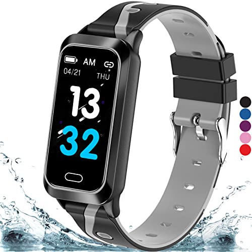 Inspiratek Kids Fitness Tracker for Kids Age 5-16 (5 Colors)，Waterproof Kids Fitness Watch，Kids Pedometer Watch，Watch for Kids，Step/Activity Tracker for Kids，Easy to Use Kids Tracker Watch (Black)