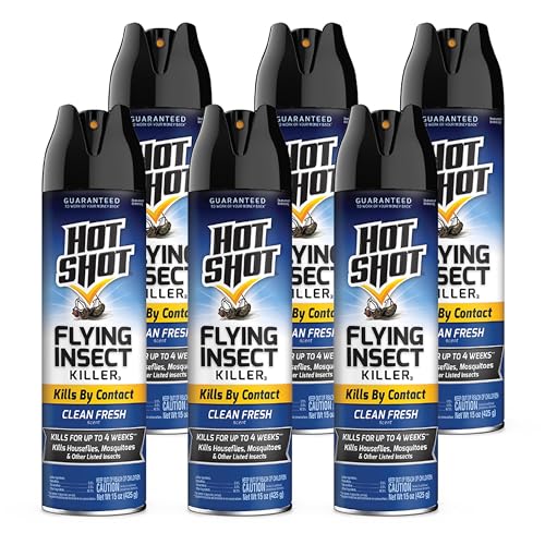 Hot Shot Flying Insect Killer 15 Ounces, Aerosol, Clean Fresh Scent (Pack of 6)