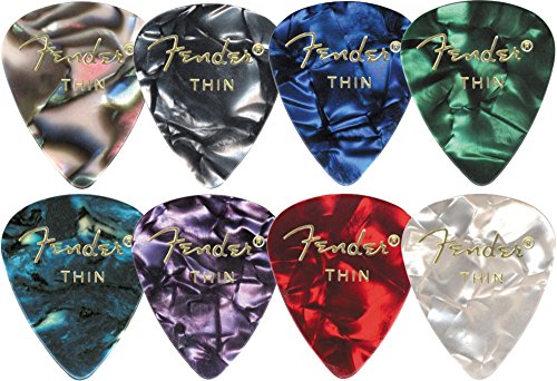 Fender 351 Premium Celluloid Guitar Picks (12-Pack) Medium Blue Moto Thin