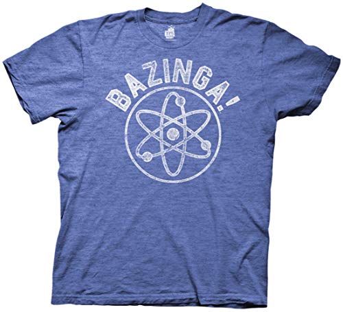 Ripple Junction Big Bang Theory Bazinga Collegiate with Linear Atom Adult T-Shirt Medium Heather Royal