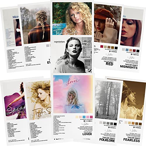 Taylor Poster for Walls, Taylor Album Cover Posters Wall Decor Art Print Posters for Room Aesthetic Set of 13 for Teen and Girls Dorm Decor 8x12 inch Unframed