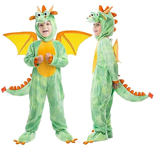 Spooktacular Creations Toddler Dinosaur Costume, Dragon Costume with Tail Wings for Kids Role Play, Halloween DressUp Party (3T (3-4 yrs))