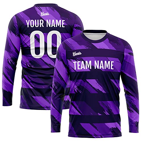 Custom T Shirt Long Sleeve Basketball Soccer Football Shooting T-Shirt for Adults and Kids (Horizontal bar-Purple)
