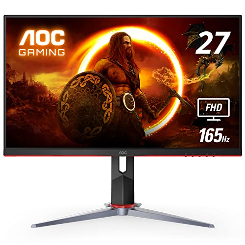 AOC 27G2S 27' Gaming Monitor, Full HD 1920x1080, 165Hz 1ms, G-SYNC Compatible, 3-Year Zero-Bright-Dot, Black