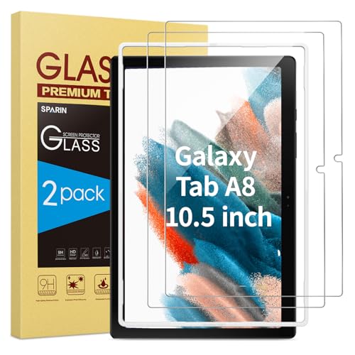 SPARIN 2 Pack Screen Protector for Galaxy Tab A8 10.5 inch 2022, Tempered Glass with Alignment Tool for Samsung SM-X200/X205/X207
