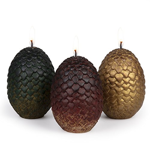 Game of Thrones Sculpted Dragon Egg Replica Candles, Set of 3 - Great Gift for GoT & House of The Dragon Fans, Men, Women, Mother's Day & Father's Day - Unscented, 2 1/2' Each