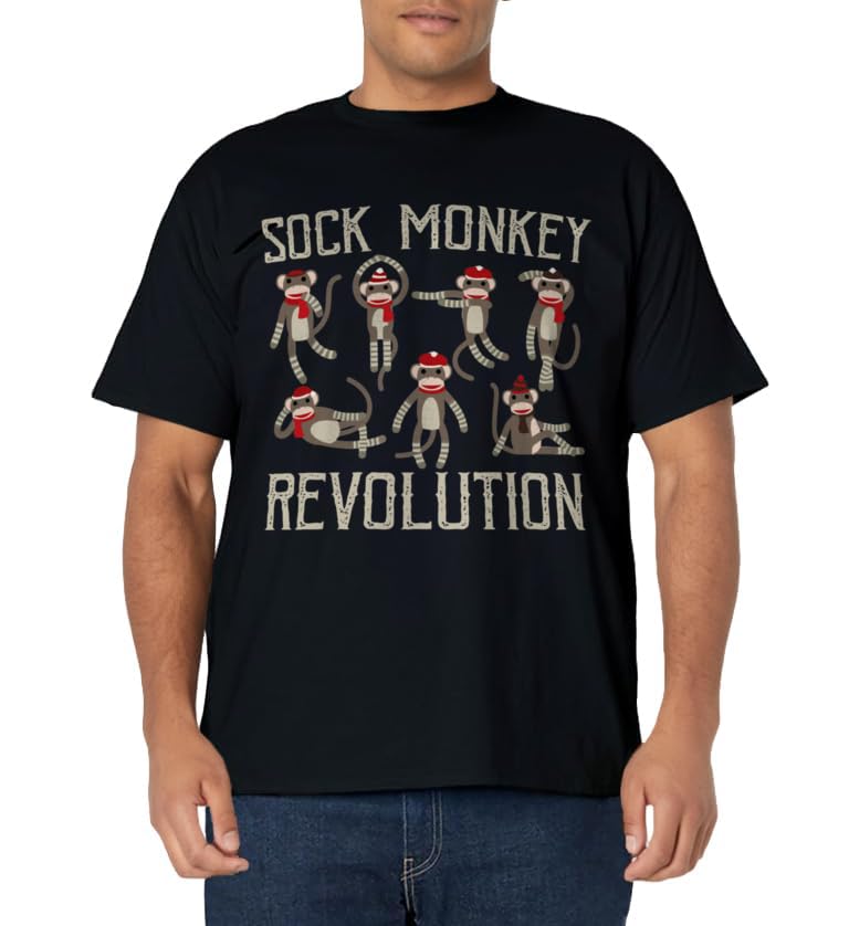 Sock Monkey Revolution Vintage Distressed Monkeys Santa Hat T-Shirt