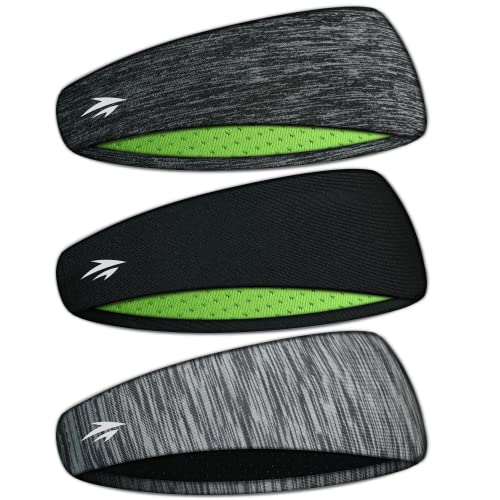 Zollen Mens Headbands 3 Packs Guys Sweatband and Sports Headband for men for Running, Cross Training, Racquetball, Working Out