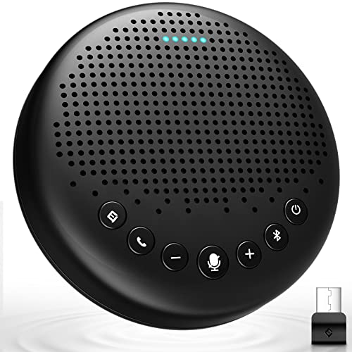 EMEET Conference Speaker and Microphone Luna 360° Voice Pickup w/Noise Reduction/Mute/Indicator USB Bluetooth Speakerphone w/Dongle for 8 People Daisy Chain for 16 Compatible with Leading Software