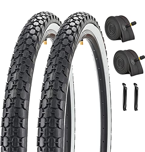2 Pack White Wall Cruiser Bike Tires and Tubes (Pair White Wall Bike Tires and Tubes)