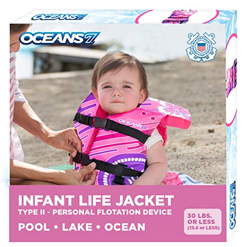 Oceans 7 US Coast Guard Approved, Infant-Child-Youth Life Jacket Vest – Sizes for 8-90 Lbs. – Type III Vest, PFD, Personal Flotation Device