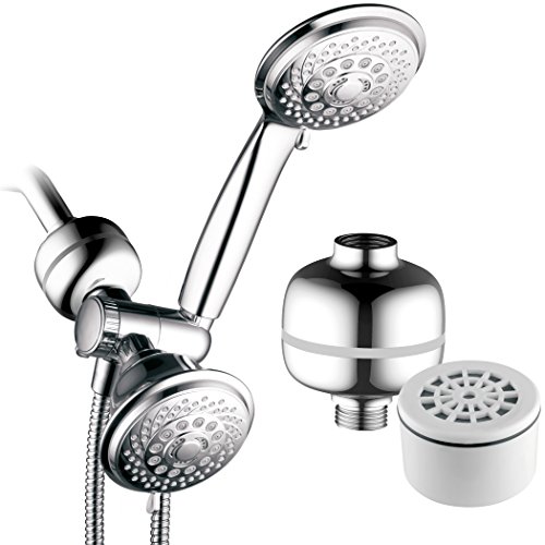HOTEL SPA - Shower Heads with Handheld Spray - High Pressure with Shower Filter - 4 Inch Showerhead, 4 Inch Handheld Shower Head - 3-in-1, 30 Setting Shower Heads, Showerspa (Chrome)
